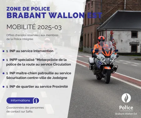 Affiche pour la mobilité 2025-03. Offres d'emploi réservées aux membres de la GPI.