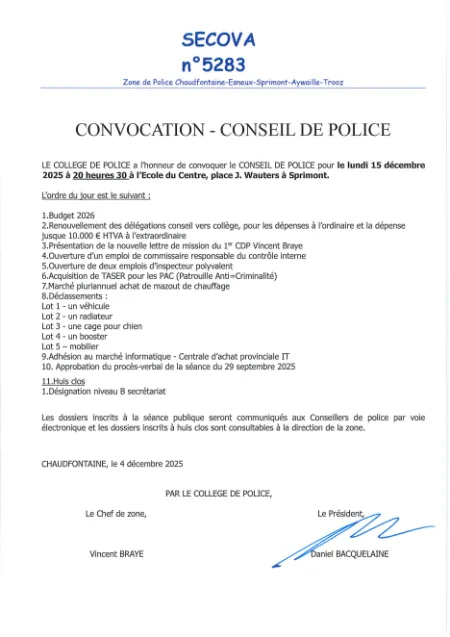 Conseil police 151225