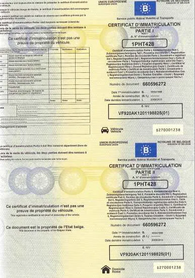 certificat d'immatriculation
