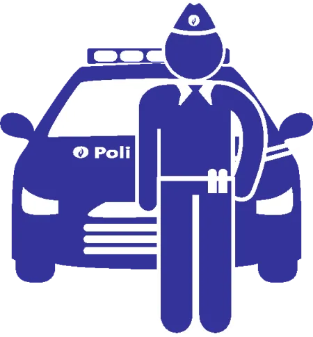 logo policier circulation devant voiture