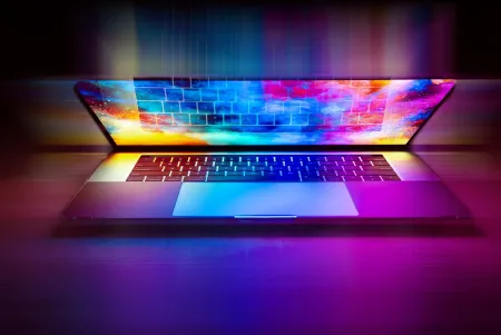 vue colorée d'un PC portable
