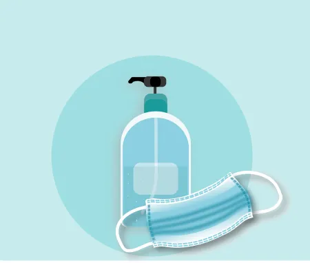 Alcoholgel en mondmasker
