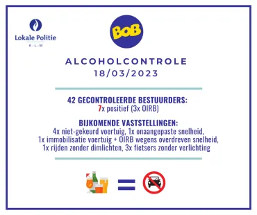 Alcoholcontrole 18/03/2023