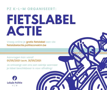 Nieuwe fietslabelactie inwoners PZ K-L-M: 1/5/'21-31/5/'21