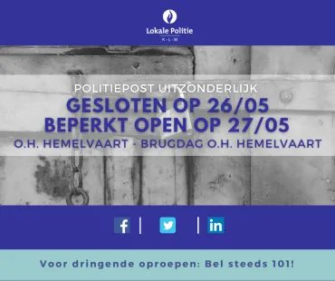 26/05: onthaalposten gesloten - 27/05: onthaalposten beperkt geopend