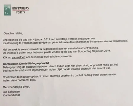 voorbeeld phishing BNP Paribas