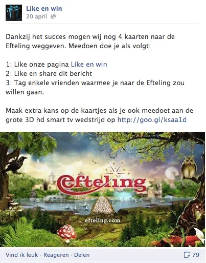 Valse winactie Efteling