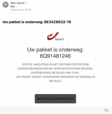 phishingmail Bpost 