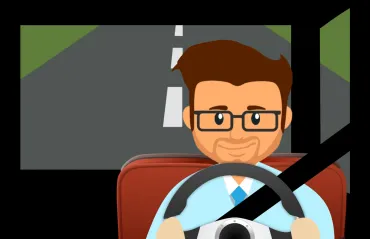 man driving car