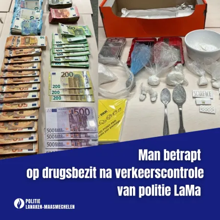 man betrapt op drugsbezit na controle van politie LaMa