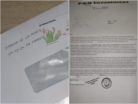 fotocollage van de brief en de omslag
