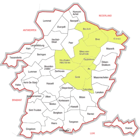 De politiezone CARMA in kaart