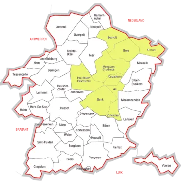 De politiezone CARMA in kaart
