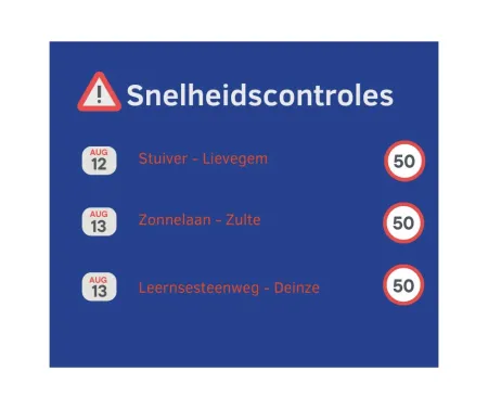 snelheidscontroles week 12 augustus