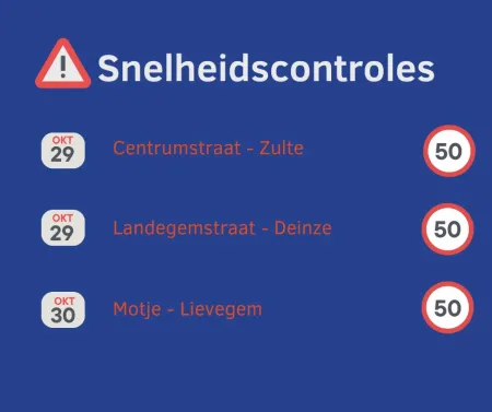 aangekondigde snelheidscontroles week 44
