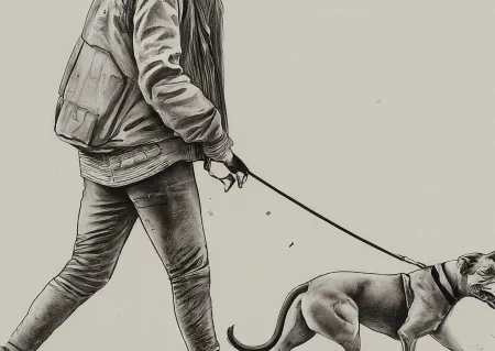 persoon met hond aan leiband