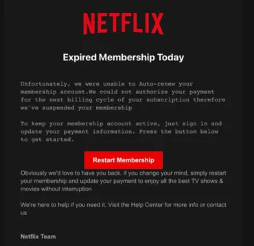 Netflix voorbeeld phishing 