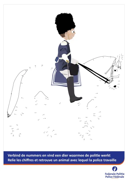 Verbind de punten en kleur het lievelingsdier van onze koninklijke ruiter in!